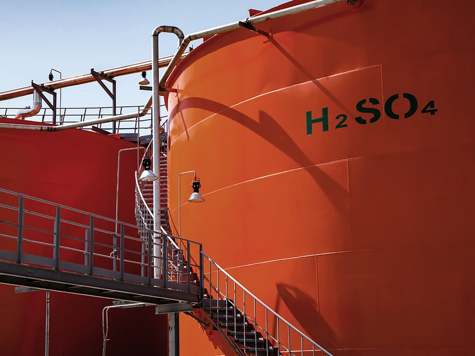 Tanks containing Sulfuric acid (H2SO4)